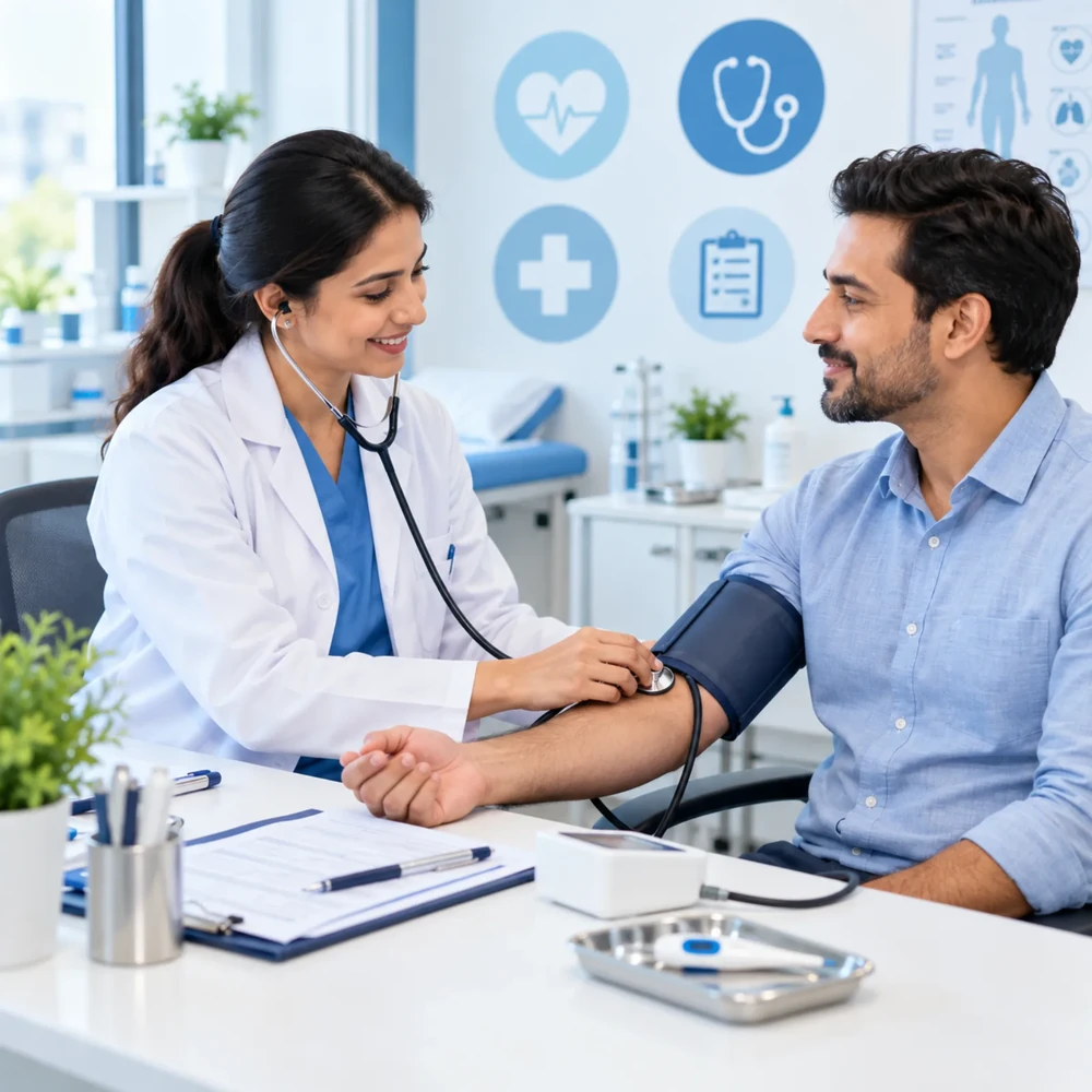Doctor checking a patient's blood pressure